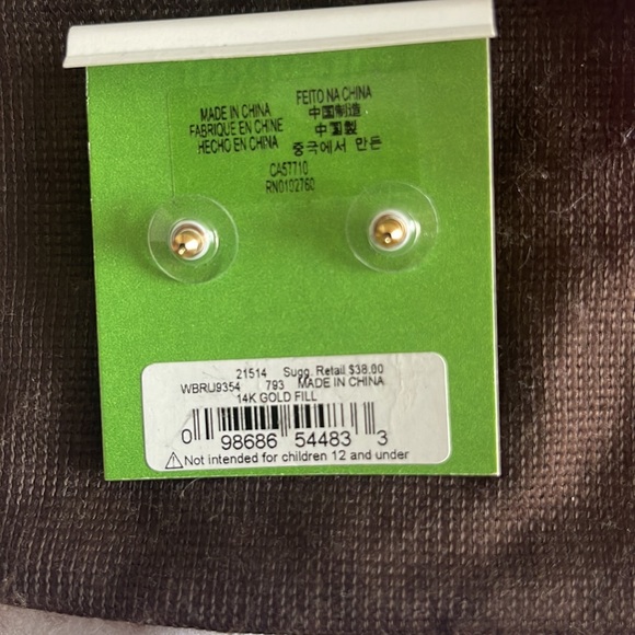 Kate Spade Small Square Studs gold glitter Brand New - Picture 4 of 4